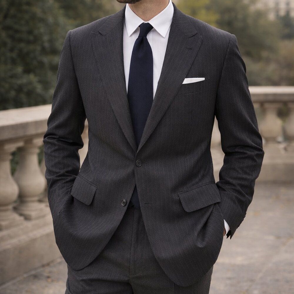 Macy’s Men’s Store Charcoal Pinstripe Blazer Italian Fabric Made in Canada 42R